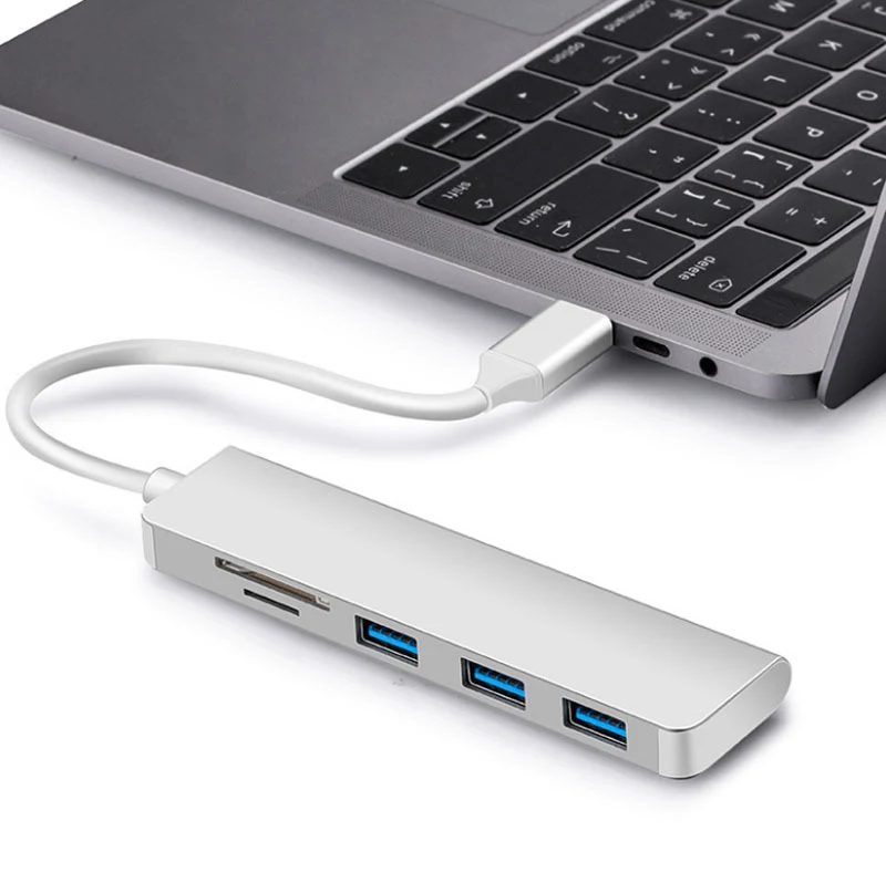 Алюминиевый USB C концентратор тип-c до 3 портов USB 3,0 концентратор TF кард-ридер конвертер кабель для ноутбука Macbook Тип C концентратор адаптер