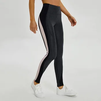 

New Arrivals Contrast Color Black Blue Yoga Gym Sport Seamless Leggings Pants Hip-lifting Running Bottom Exercise Fitness Tights