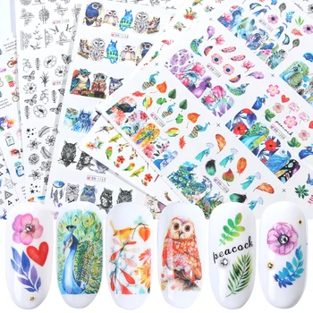

84pcs Water Transfer Nail Art Stickers Set Leaf Flower Animals Geometry Summer Sliders For Manicure Watermark Tips LABN1129-1212