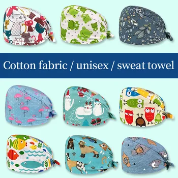 

New Male doctor surgical cap animal print scrub caps pet hospital doctor work hats cotton medical doctor accessories nurse caps