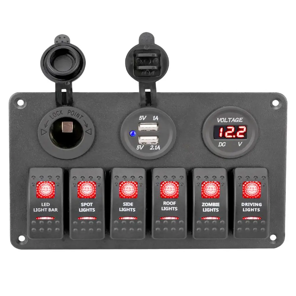 Waterproof Car Boat Switch Panel 12 24 V Usb Charging Port Led Rocker Control Switch Panel Circuit Breaker Digital Voltmeter More Deal Switzerland