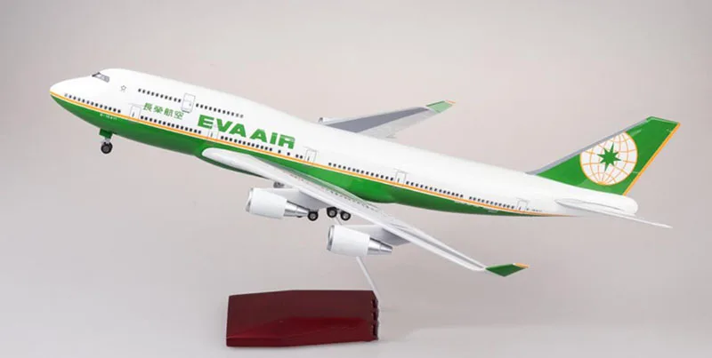 1/150 масштаб 47 см авиакомпания Boeing B747 самолет Тайвань EVA Воздушный самолет Модель W свет и колесо литья под давлением пластиковые смолы самолет
