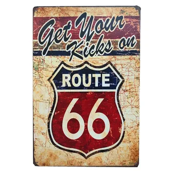 

Route 66 Metal Tin Signs Vintage Plaque Metal Home Wall Decor Coffee Bar House Pub Bar Living Room Garage Plaque