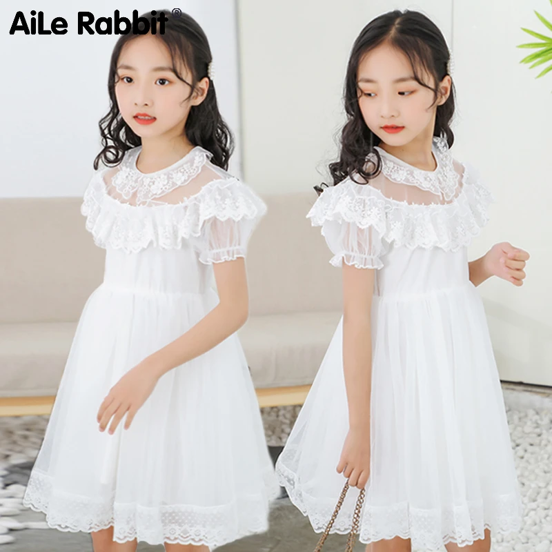 Princess Dress New Arrival Dresses For Girls Lace Gauze Tutu Birthday Party Gift White Flower Girl Costume | Детская одежда и