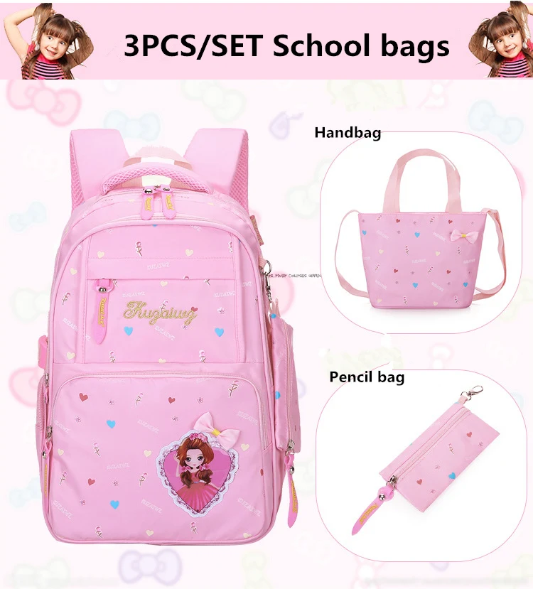 3 шт./компл. со стильным рисунком нейлон школьные рюкзаки для девочек-подростков, с изображением героев мультфильмов вместительный школьный портфель рюкзаки, школьный рюкзак