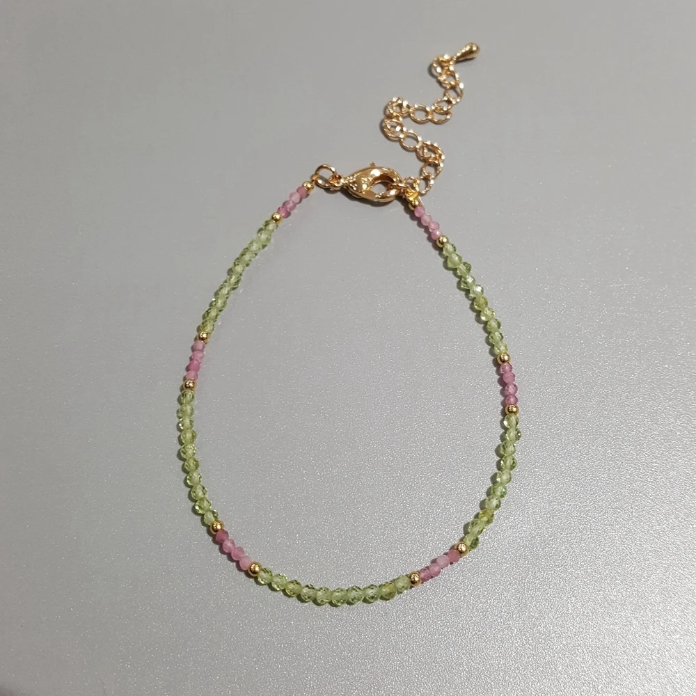 Lily Jewelry Настоящий камень бирюза лазурит Перидот Лабрадорит розовый турмалин бирюза браслет 1 шт - Окраска металла: silver plated