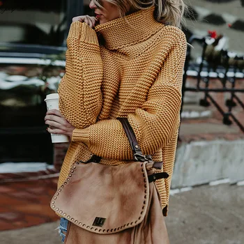 

Autumn Winter Fashion Women Sweater Tops Women Korean Solid Long Sleeve Turtleneck Thick Warm Sweater Pullover New Jumper Female