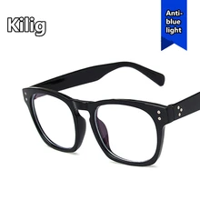 Синий светильник, прозрачные очки, рисовая оправа для ногтей, модная квадратная Ретро, новые литературные очки для колледжа, компьютерные очки, плоское зеркало в раме