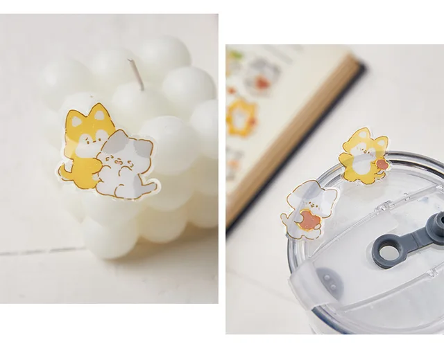 1pcs Kawaii Stationery Stickers Animal couple series Junk Journal