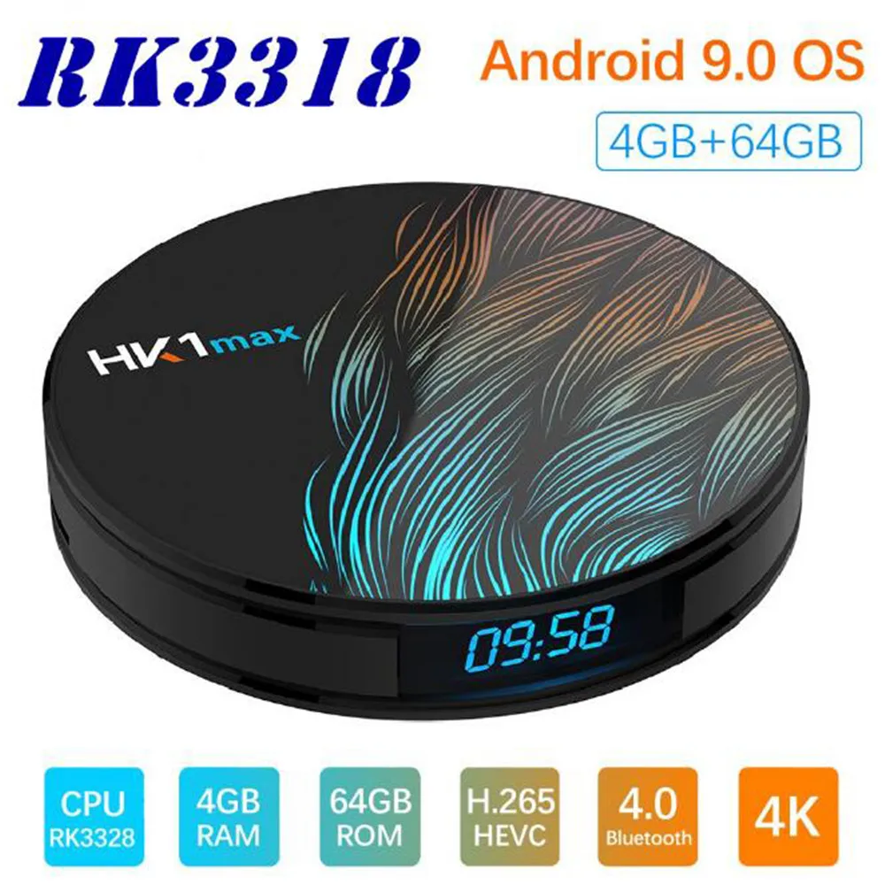 10PCS/Lot HK1 MAX Android 9.0 Smart TV Box 4K Set Top Box Media Player Rockchip RK3318 Quad Core 4GB Ram 64GB 2.4G/5G Dual Wifi