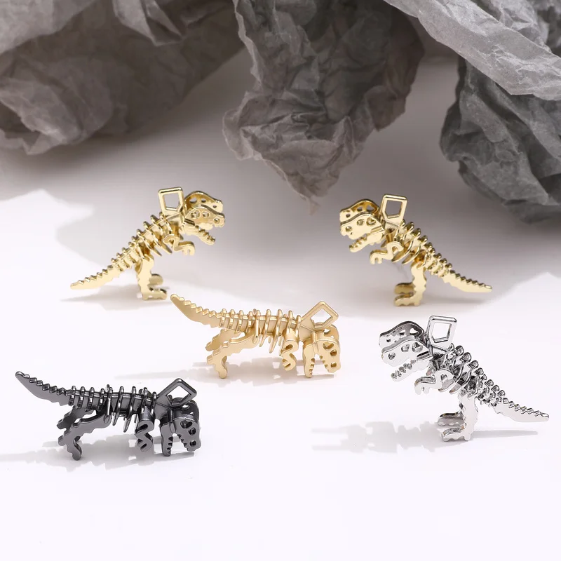Sweet Cool Mechanical Dinosaur Gold And Silver Alloy Pendant Diy