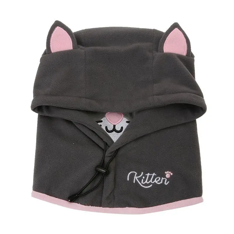 COKK Корейский мультфильм олень кошка зимние шапки для девочек мальчиков детские головные уборы дети толстые теплые шапочки с маской воротник шапка - Цвет: Gray