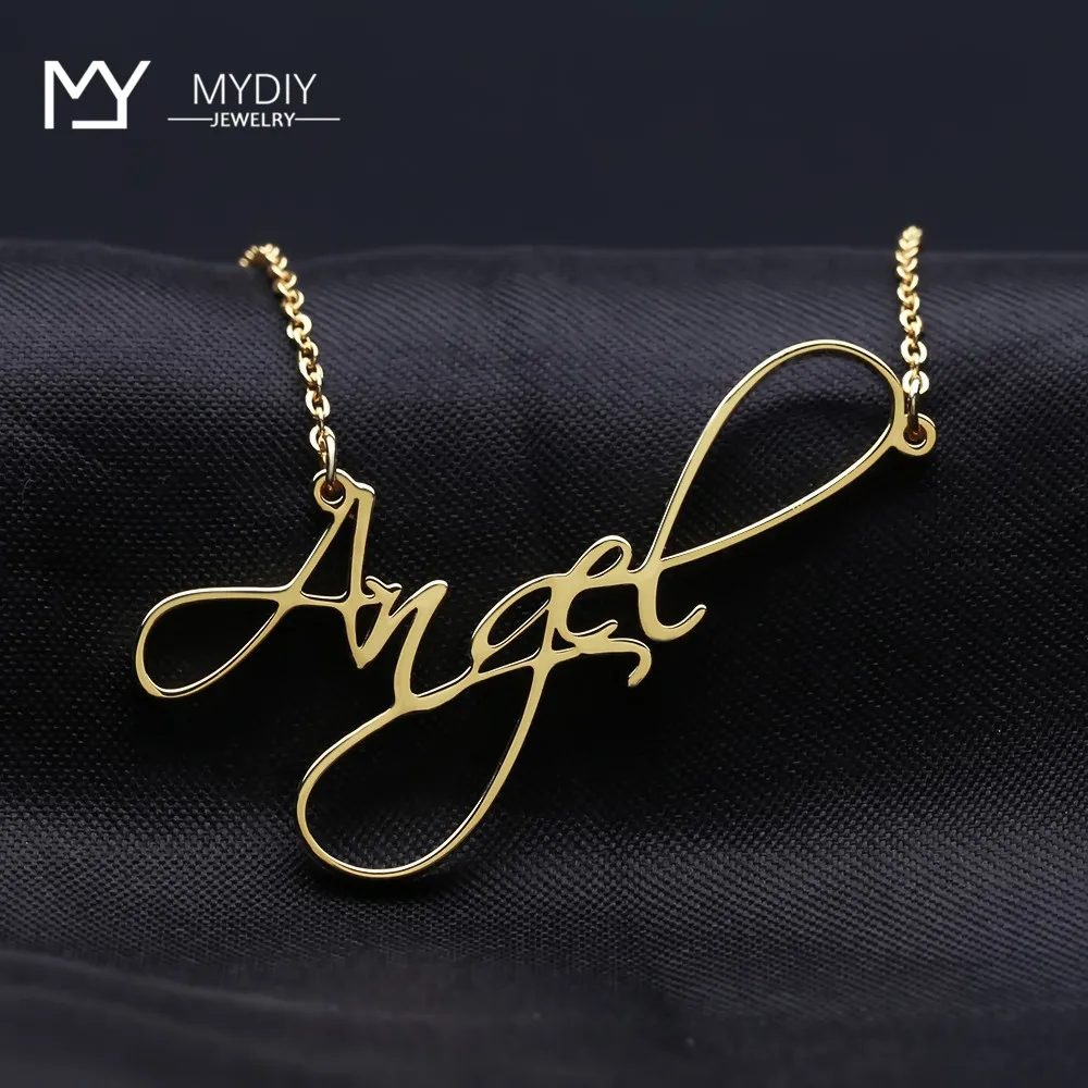 

Cursive Handwriting Stainless Steel For Women necklaces Custom Name Necklace Personalized Nameplate Word Pendants Couple Gift
