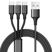 Лучшие предложения 1 упаковка мульти usb кабель-3 в 1 кабель для зарядного устройства нейлоновый плетеный 4 фута(1,2 м) Alluminum разъем usb зарядный шнур совместимый w