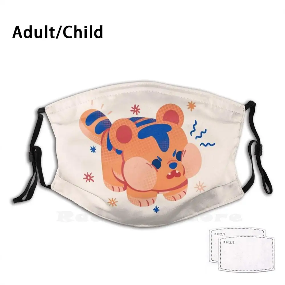 

Smol Squishy Tiger Adult Kids Anti Dust Filter Diy Mask Cute Original Art Original Tiger Animal Adorable