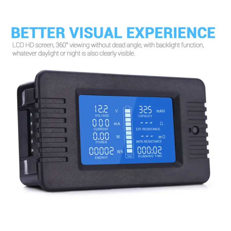 

LCD Display DC Battery Voltmeter Ammeter Monitor 0-200V 100A Shunt RV Solar Car