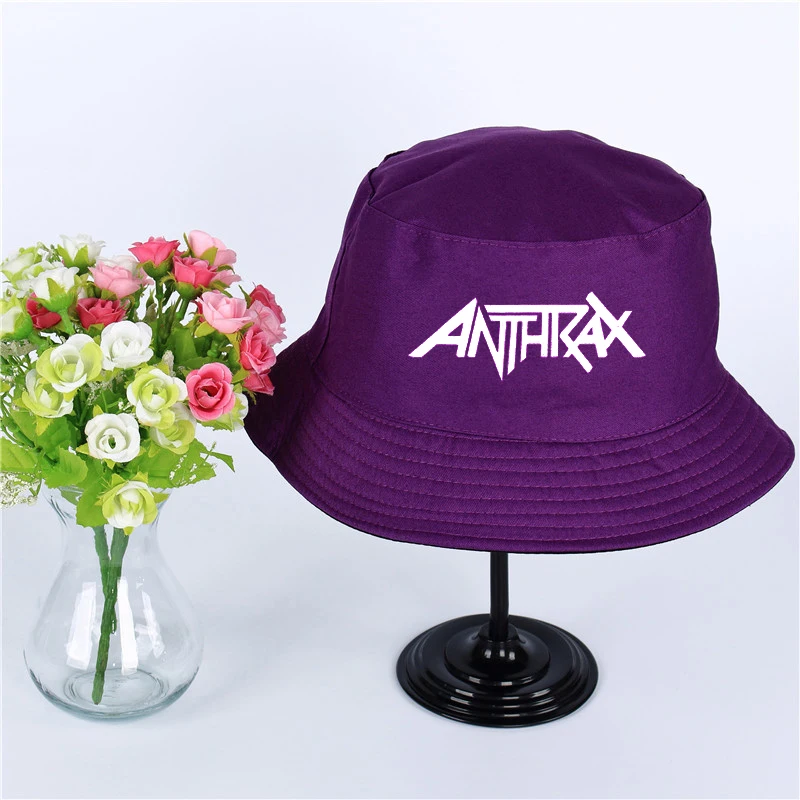 Модная летняя кепка с логотипом Anthrax, женская, мужская Панама, шляпа-Панама Anthrax, плоский солнцезащитный козырек, рыбалка, рыбак, шляпа - Цвет: Фиолетовый