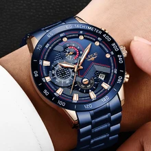 LIGE часы Топ бренд класса люкс для мужчин s часы спортивный нержавеющая сталь водонепроницаемый хронограф кварцевые наручные часы для мужчин Relogio Masculino
