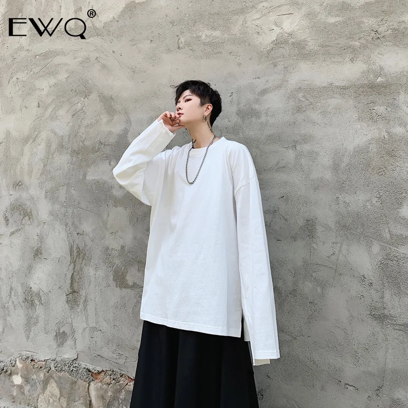 EWQ/лаконичная Универсальная футболка с длинными рукавами трендовая манжетами и