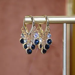 JUWANG France Charm Simple Earrings For Women Super Flash AAA Zircon Earring Sweet Elegant Temperament Opening Tassels Jewelry