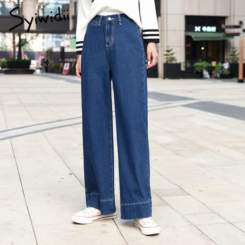Vintage high waist jeans woman Full Length demin pants trousers Washed plus size jeans Straight blue fashion winter autumn new