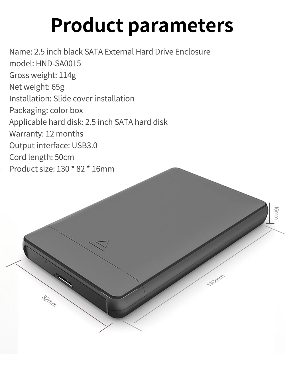 Hannord HDD чехол 2,5 SATA для USB 3,0 адаптер жесткий диск Корпус для SSD диск HDD коробка жесткий диск чехол HD внешний HDD корпус