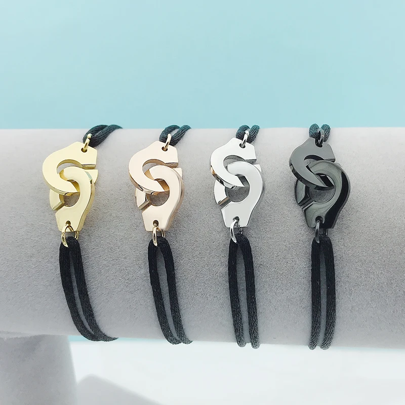 High Quality Stainless Steel Handcuff Bracelet For Women Men Adjusstable Rope Handcuff