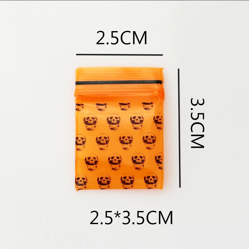 

300Pcs 2.5x3.5cm Mini Poly Bag Orange Zip Lock Bag Cute Plastic Bag Pouches Jewelry Findings Earrings Ring Gift packaging bags