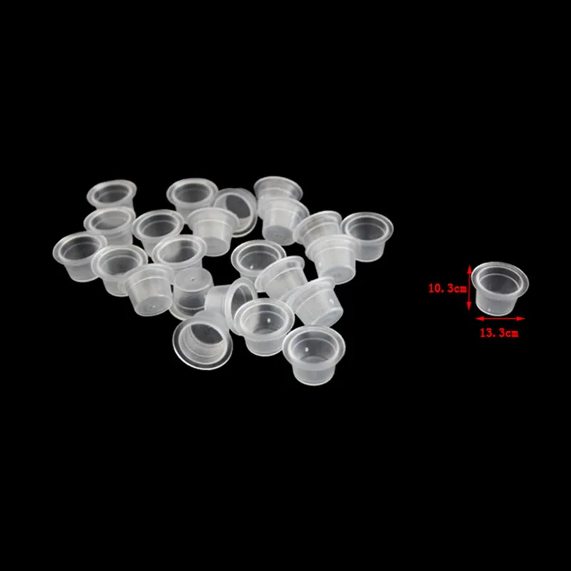 Manooby 100Pcs Plastic Microblading Tattoo Ink Cup Cap Pigment Clear Holder Container S/M/L Size Needle Tip Tattoo Supplies