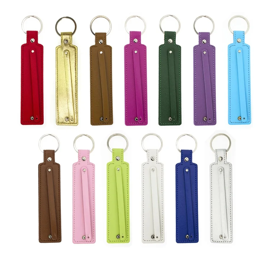 

1pc PU leather Key chain with 10mm small belt can through 10mm slide charm slide letters