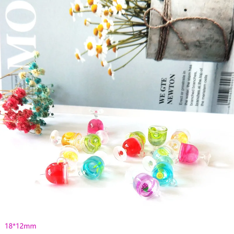 

5Pcs Resin Sweet Fruit Drink Cup Charms Pendants for Handmade DIY Decoration Neckalce Earring key chain Jewelry Making Craft