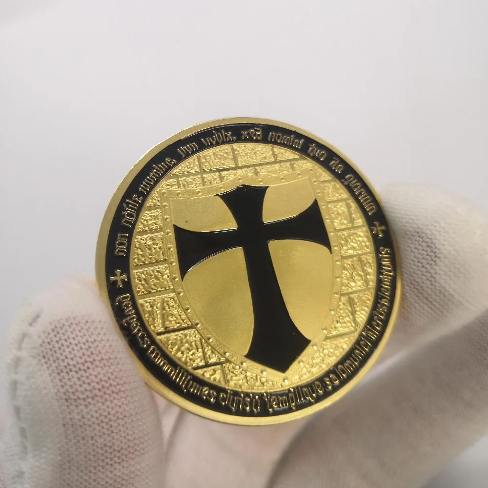 Крест Рыцари Тамплиер позолоченные монеты невалютные крестоносцы вызов рыцарь металлические монеты