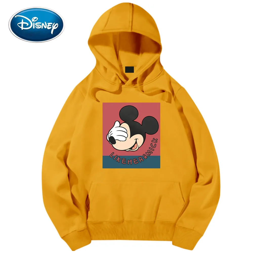Disney стильный Микки Маус Застенчивый Мультфильм Письмо печати Футболка Толстовка Пуловер Harajuku унисекс с длинным рукавом карман Топы 6 цветов
