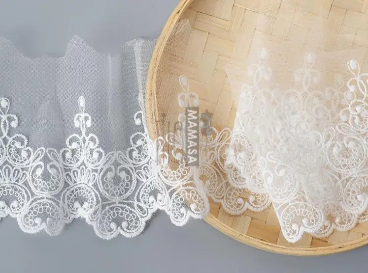 2 Yards White cotton embroidered fabric mesh lace Garment lace trims trimmings DIY Sewing accessories lace fabric lace garment accessories lace sewing supplies lace accessories lace sewing accessories