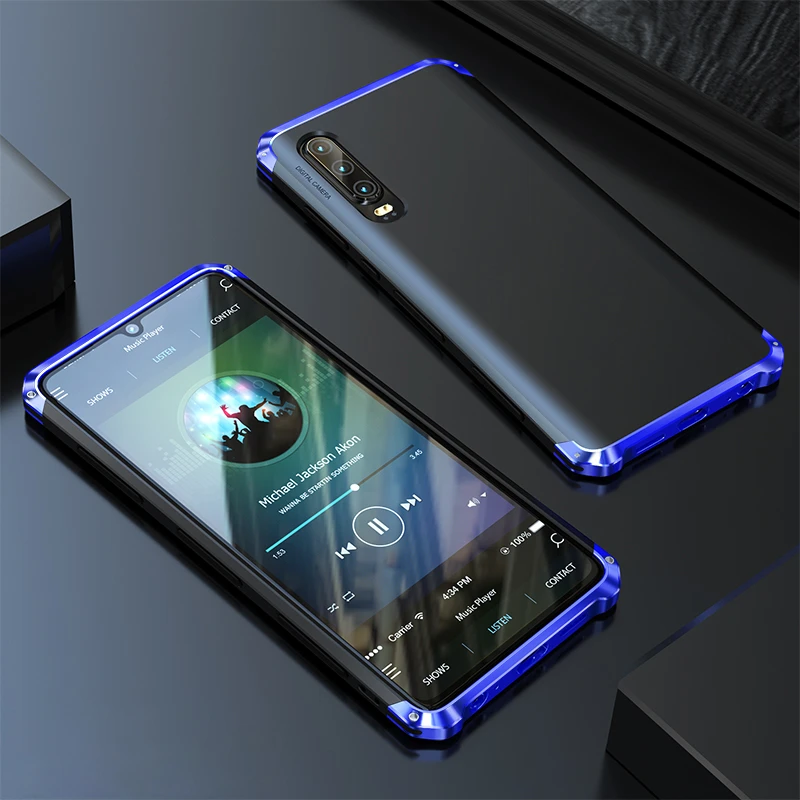 Роскошный металлический бампер чехол для Huawei P30 Pro 360 противоударный армированный