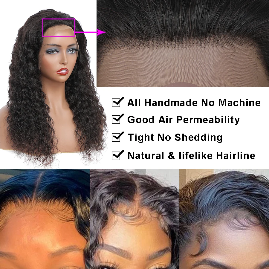 Human Hair Deep Wave Lace Front Wig For Black Women Jerry Kinky Curly Water Loose Wave With 4X4 13x4 Lace Closure Frontal Wigs