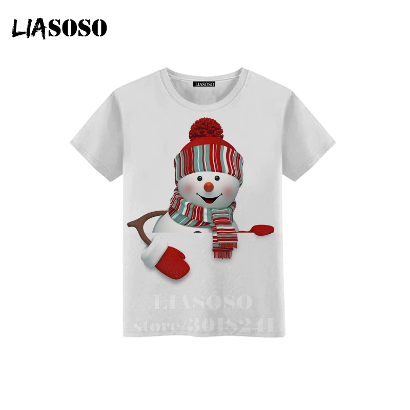 LIASOSO/ модный детский свитер со снеговиком футболка для подростков с 3D принтом детский топ с короткими рукавами, пуловер с круглым вырезом для мальчиков и девочек толстовки для малышей пальто на молнии, штаны B171-01