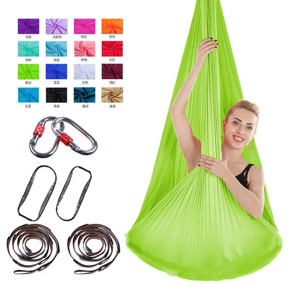 4m wide stretch aerial yoga hammock indoor silk anti-gravity yoga free knotted knot and rope aerial yoga swing set yoga 30S30 (32)