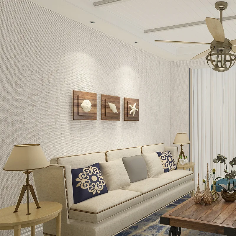 

Simple Flax Pure Plain Color Seamless Wall Cloth Home Improvement Living Room Bedroom TV Backdrop Wall Thick Silk Non-Woven Wall