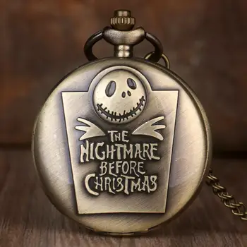 

Vintage The Nightmare Before Christmas Pocket Watch Jack Skellington Tim Burton Hot Movie Theme Kid Necklace Pocket Watches