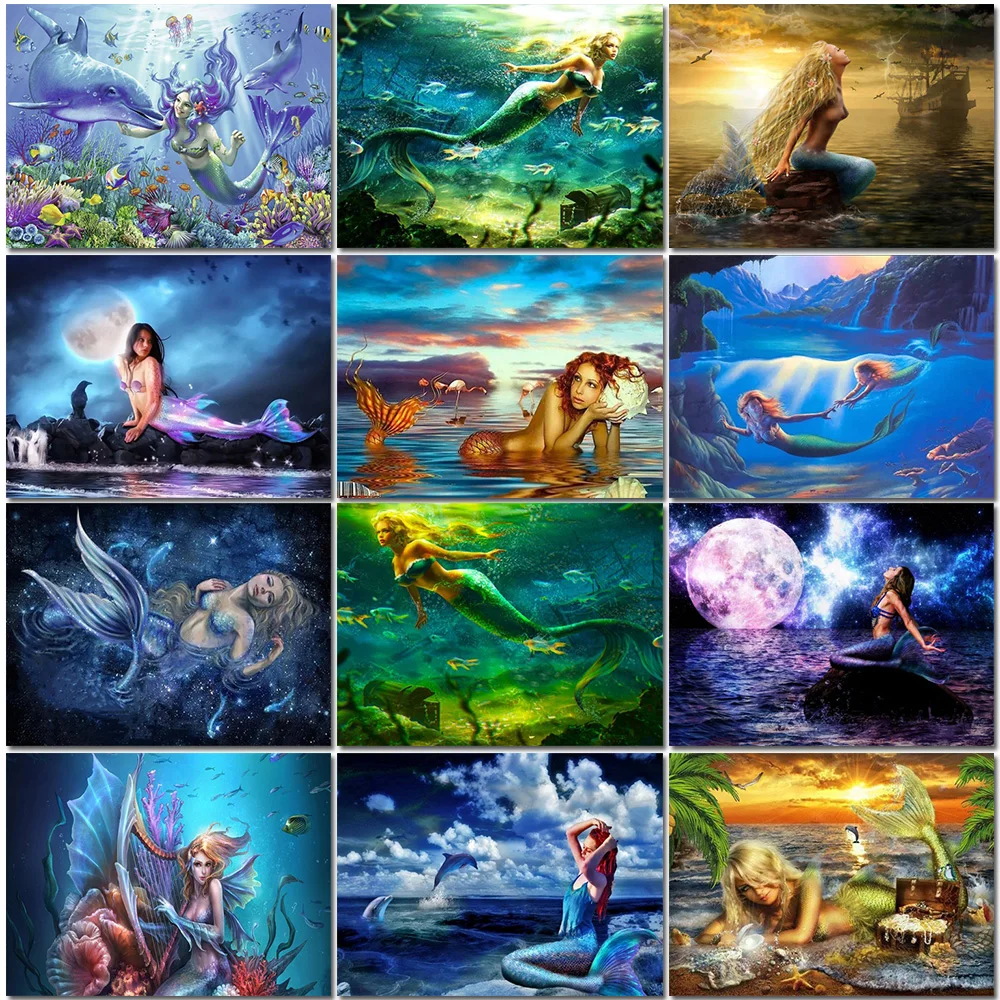 

Magic Cartoon Mermaid Diamond Art Painting 5D Diy Full Square Or Round Drill Diamond Embroidery Canvas Cross Stitch Home Decor