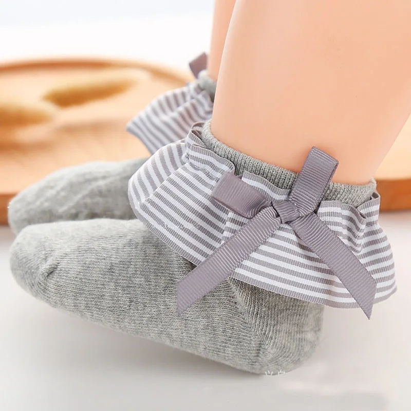 SeckinDogan/хлопковые детские носки для девочек Однотонные милые носки с бантом для маленьких девочек Повседневные детские носки принцессы детские носки, одежда - Цвет: 8