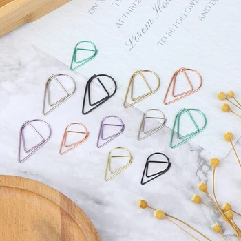 

30/50 Pieces Metal Material Drop Shape Paper Clips Kawaii Cute Bookmark Clip Office School Stationery 2 Size