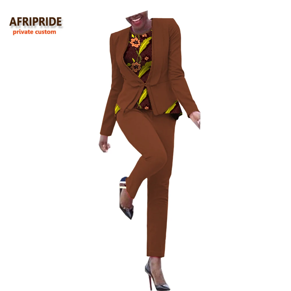 Африканский Весенний костюм из 3 предметов для женщин AFRIPRIDE пальто на одной пуговице+ рубашка без рукавов+ брюки длиной до щиколотки костюм A722667 - Цвет: 593J
