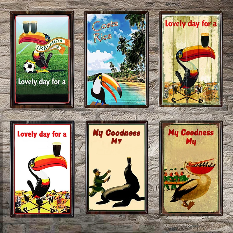 

Toucan Metal Sign Bar Wall Decoration Tin Sign Vintage Metal Poster Home Decor Painting Plaques Art Poster