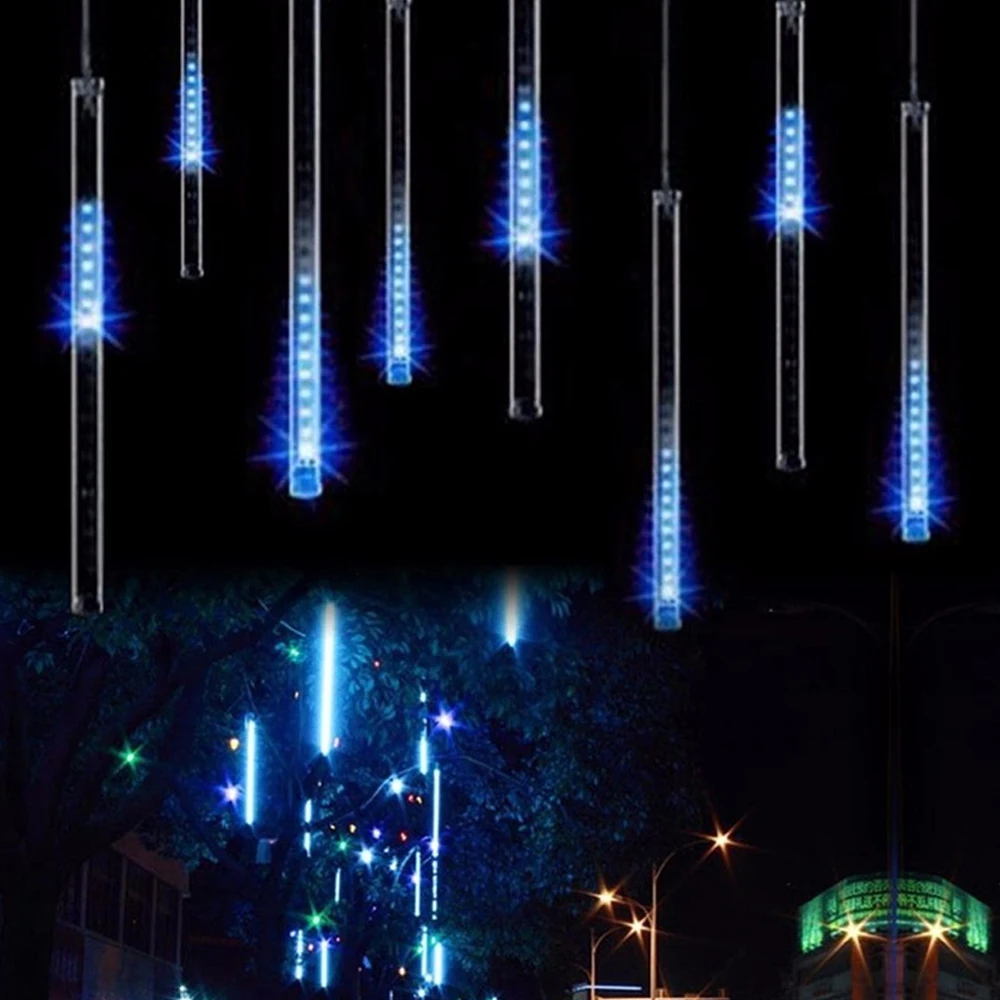 New Year 30-50cm Outdoor Meteor Shower Rain 8 Tubes LED String Lights Waterproof For Tree Christmas Wedding Party Decorat Lamp 8