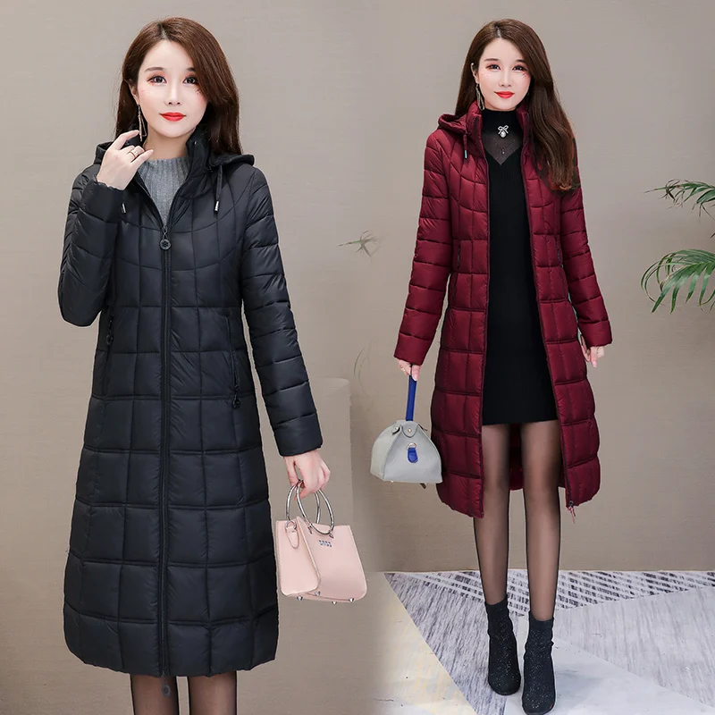 New Winter Jackets Women Plus Size 4XL Casual Hooded Warm Cotton Padded Coat Female Long Down Jacket Women Parkas Outerwear