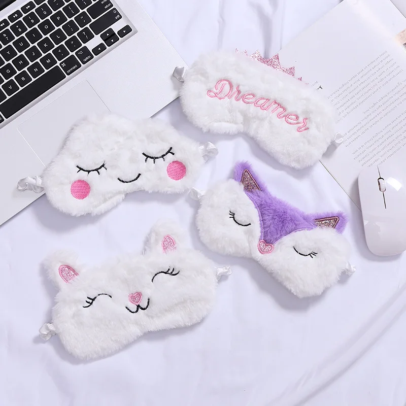 Fox Eye Mask Plush Fox Cloud Sheep Dream Eye Cover Sleeping Mask Band Shade Blindfold Goggles Relax Travel Eyepatch