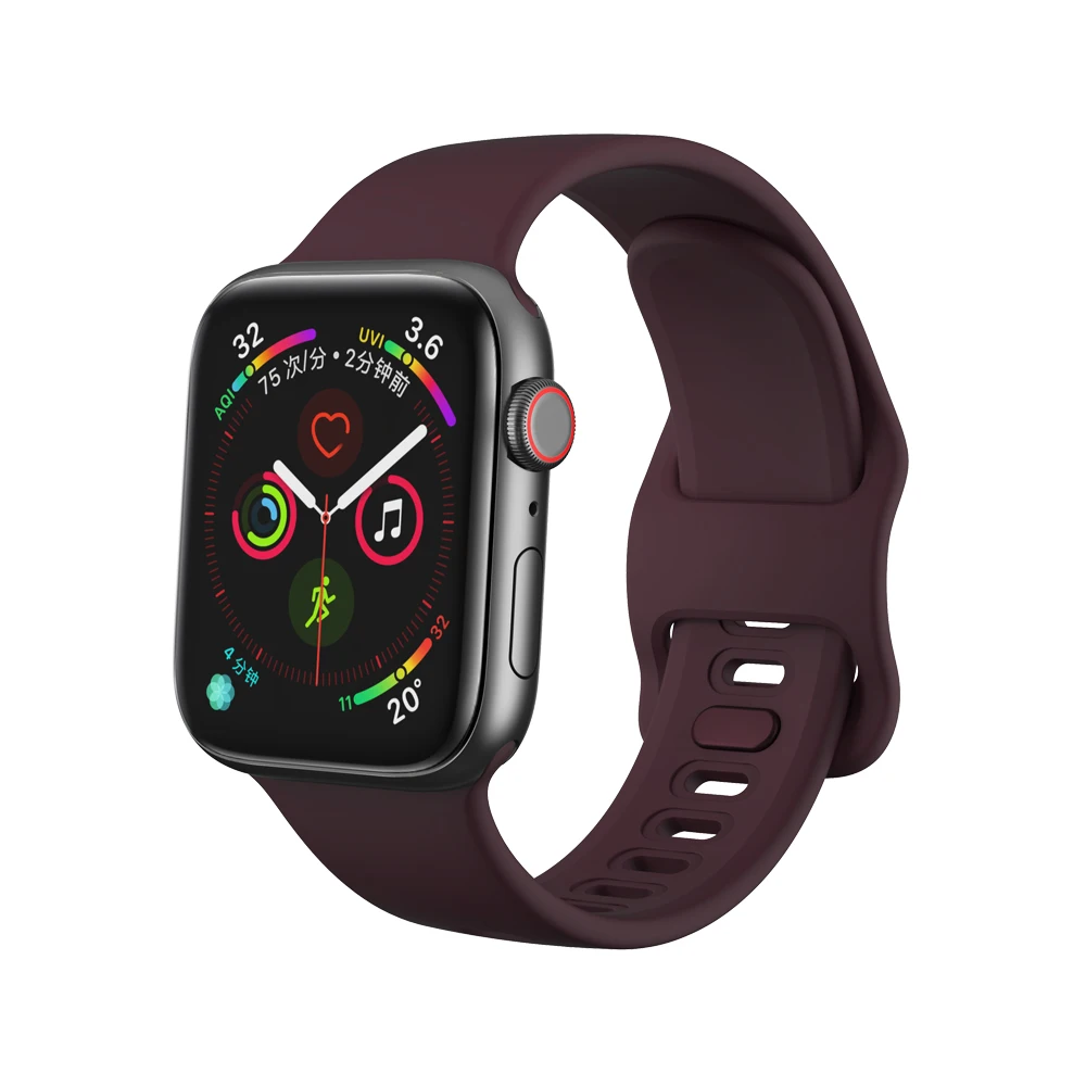 Силиконовый ремешок для Apple Watch 44 мм 40 мм iwatch 38 мм 42 мм высококачественный спортивный браслет резиновый ремешок для часов Apple Watch 4 5 - Цвет ремешка: Red Wine