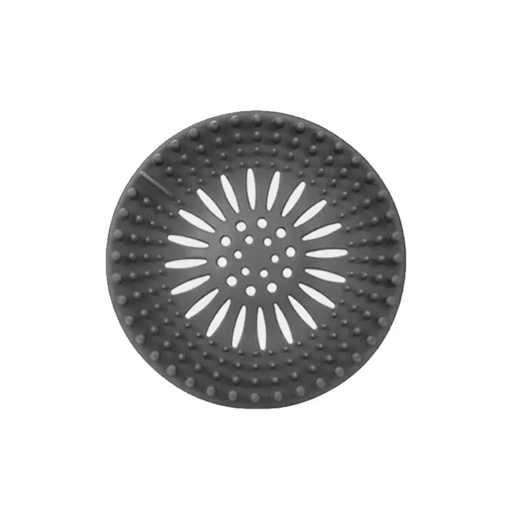 Round Floor Drain Mat Cover Plug Water Filter Shower Drain Covers Sink Strainer Filter Hair Stopper For Bathroom Kitchen - Color: Gray